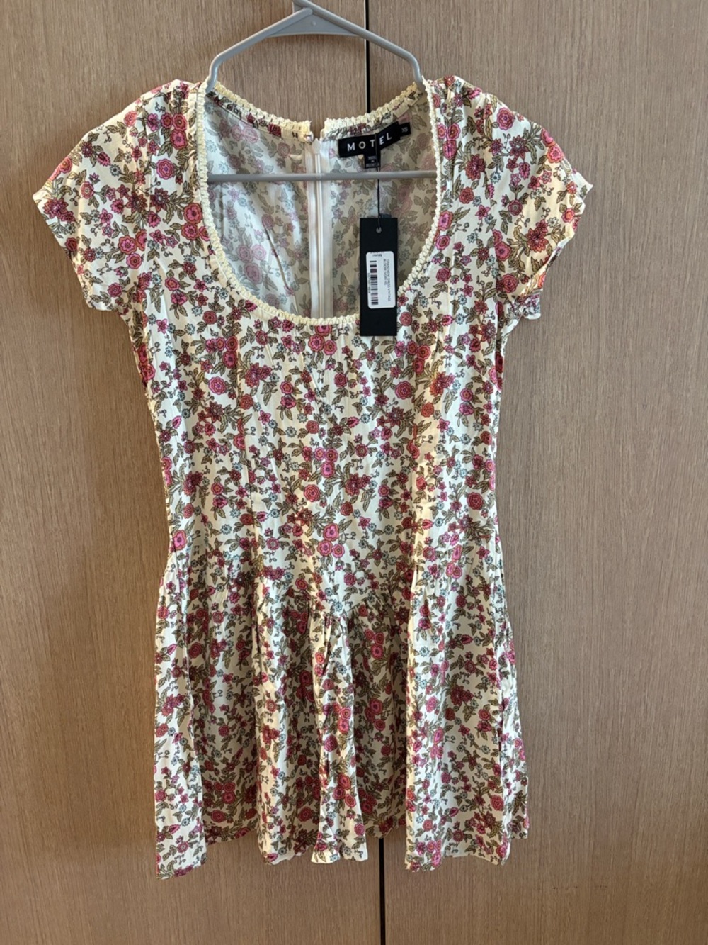 Princess Polly Cream Floral Mini Dress with Pink Roses